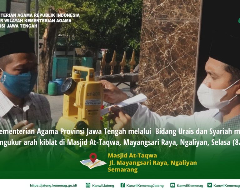 Sesuai Tusi, Tim Kanwil Melaksanakan Pengukuran Arah Kiblat