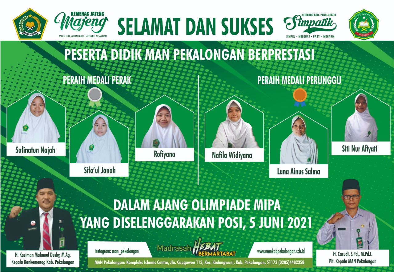 MAN Pekalongan Berprestasi di Ajang Olympaide MIPA 2021. 