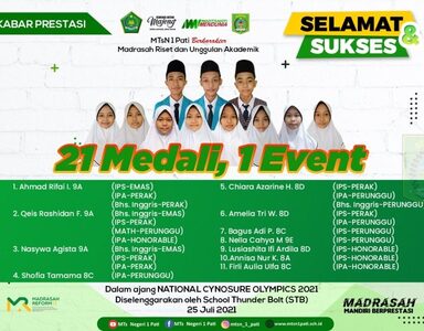 Sebanyak 11 Siswa MTsN 1 Pati Borong 21 Medali Cynosure Olympics