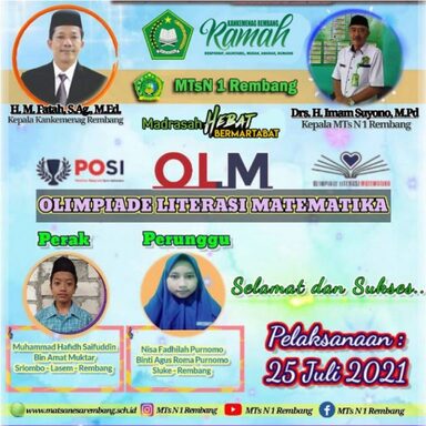 Ajang OLN dan OLM, MTsN 1 Rembang Raih 3 Medali