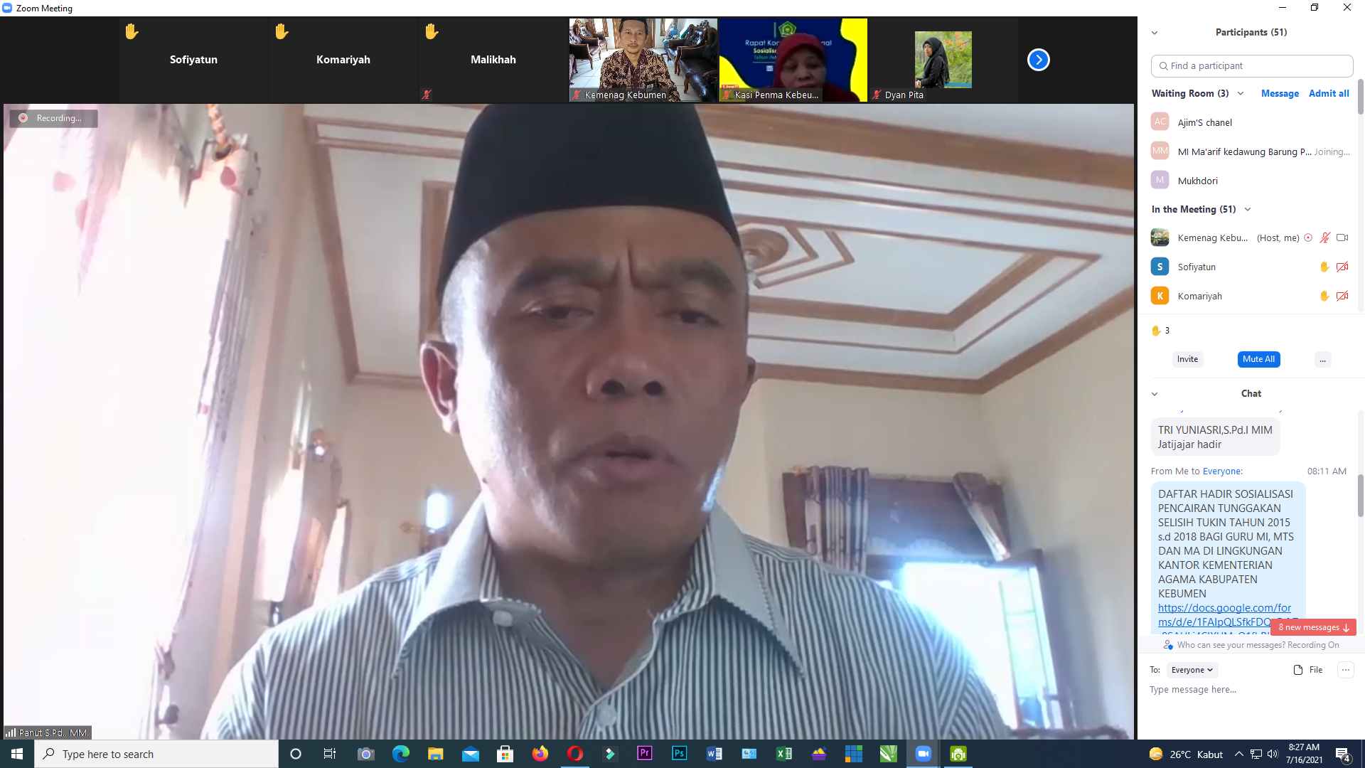 Sosialisasi Pencairan Selisih Tukin Guru, Kakankemenag Tekankan Integritas ASN  dalam Pelaksanaan Ibadat dan Hari Raya Idul Adha Masa Pandemi