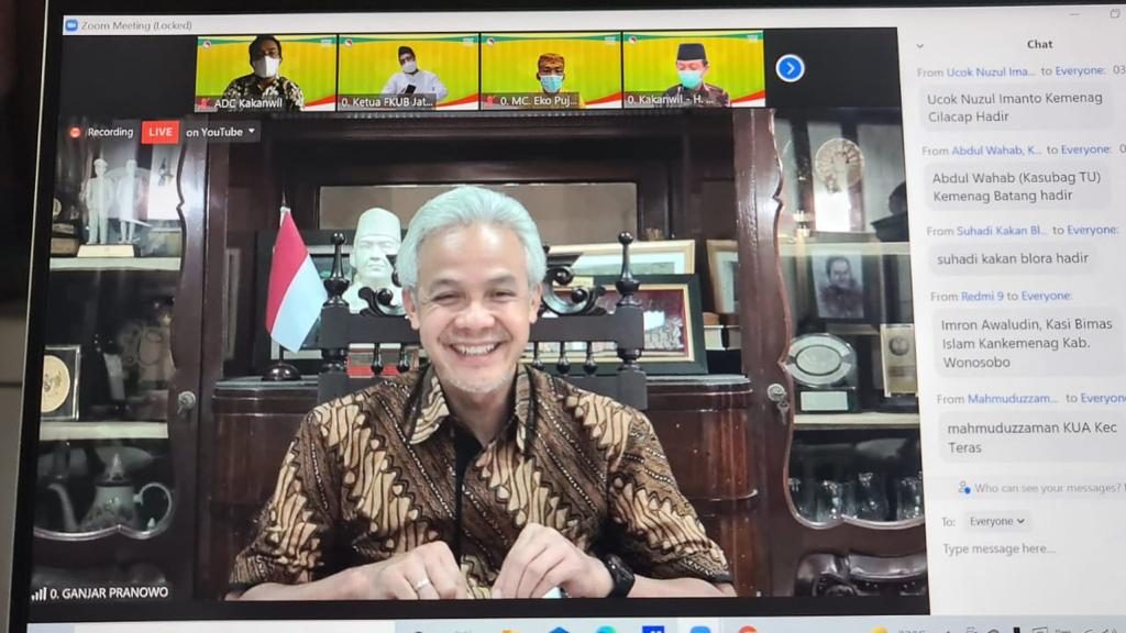 Gubernur Jateng, Ganjar Pranowo saat memberikan arahan pada acara Doa Bersama Lintas Agama pada Rabu (14/07).