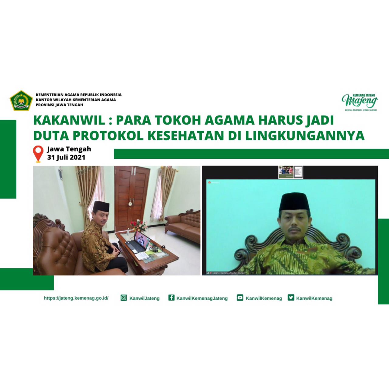 Pesan Kakanwil : Para Tokoh Agama Harus Jadi Duta Protokol Kesehatan Di Lingkungannya
