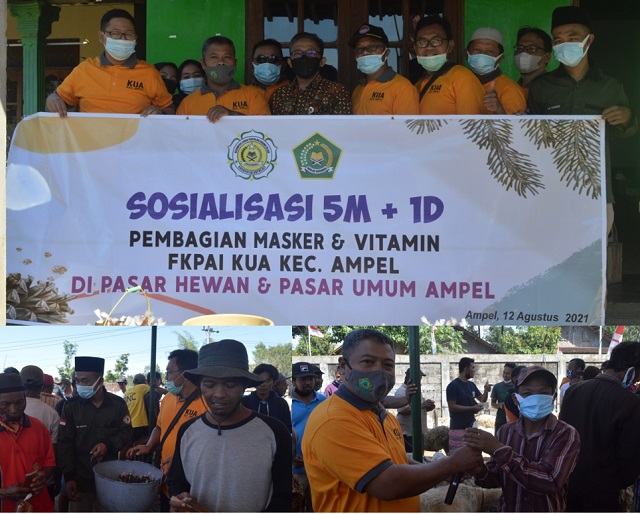 Kegiatan Sosialisasi 5M 1D serta Pembagian Masker dan vitamin oleh FKPAI Kec. Ampel