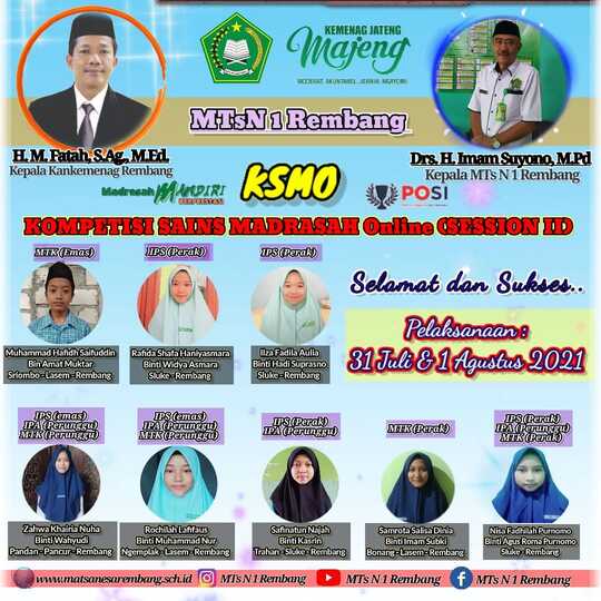 KSMO POSI, MTsN 1 Rembang Kantongi 17 Medali