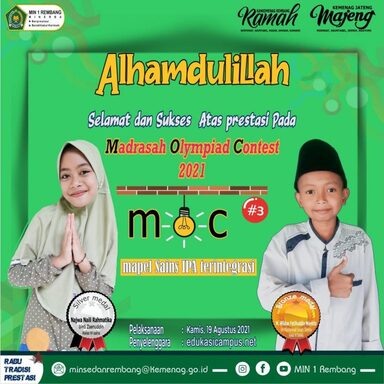MIN 1 Rembang Sabet Medali Emas dalam Madrasah Olympiade Contest