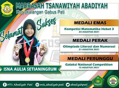 Siswi MTs Abadiyah Raih 3 Medali di Ajang Kompetisi Tingkat Nasional