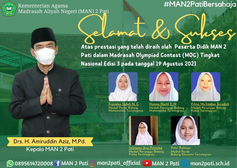 Peserta Didik MAN 2 Pati Raih Prestasi Pada Madrasah Olympiad Contest