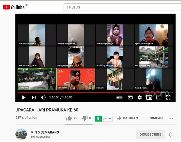 Upacara Peringatan Hari Pramuka MIN 5 Semarang Via Youtube Channel