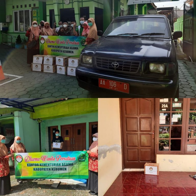 Peduli Masyarakat Terdampak Covid – 19, DWP Kemenag Kebumen Bagikan Paket Sembako