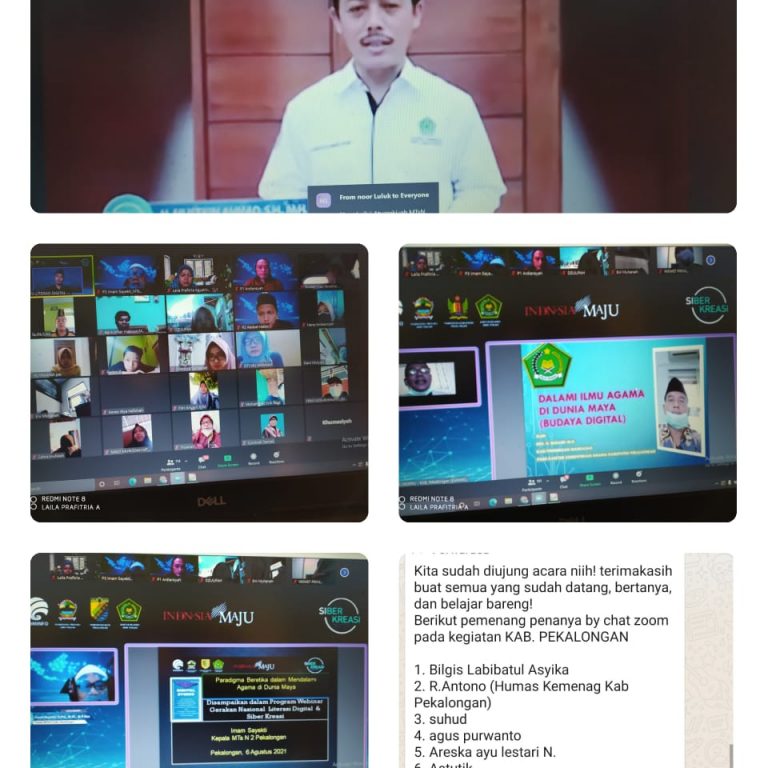 Siswi MTs N 2 Pekalongan Sebagai Pemenang Terbaik Pertanyaan Webinar Nasional Literasi Digital.