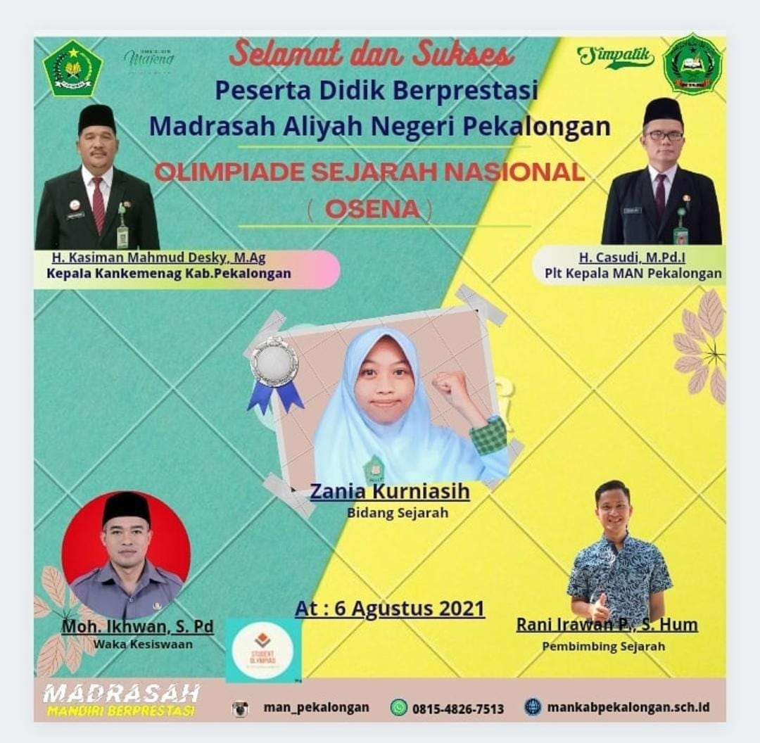 Perak Untuk Zania Kurniasih peserta didik MAN Pekalongan