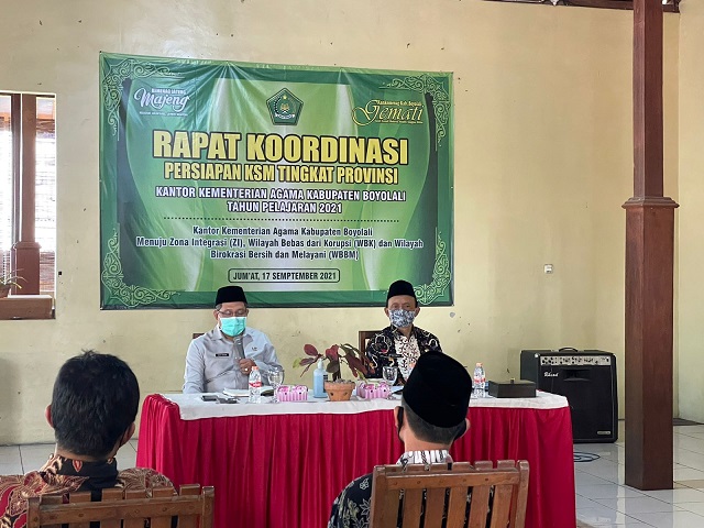 Rapat Koordinasi persiapan KSM Tingkat PRovinsi yang diselenggarakan Seksi Pendidikan Madrasah Kantor Kementeiran Agama Kabupaten Boyolali