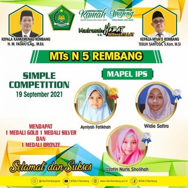 MTsN 5 Rembang Borong Medali Kompetisi Mapel Nasional