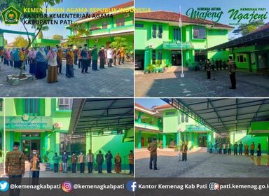 Perkokoh Kesadaran Berbangsa, Kemenag Pati Gelar Penghormatan Bendera dan Doa