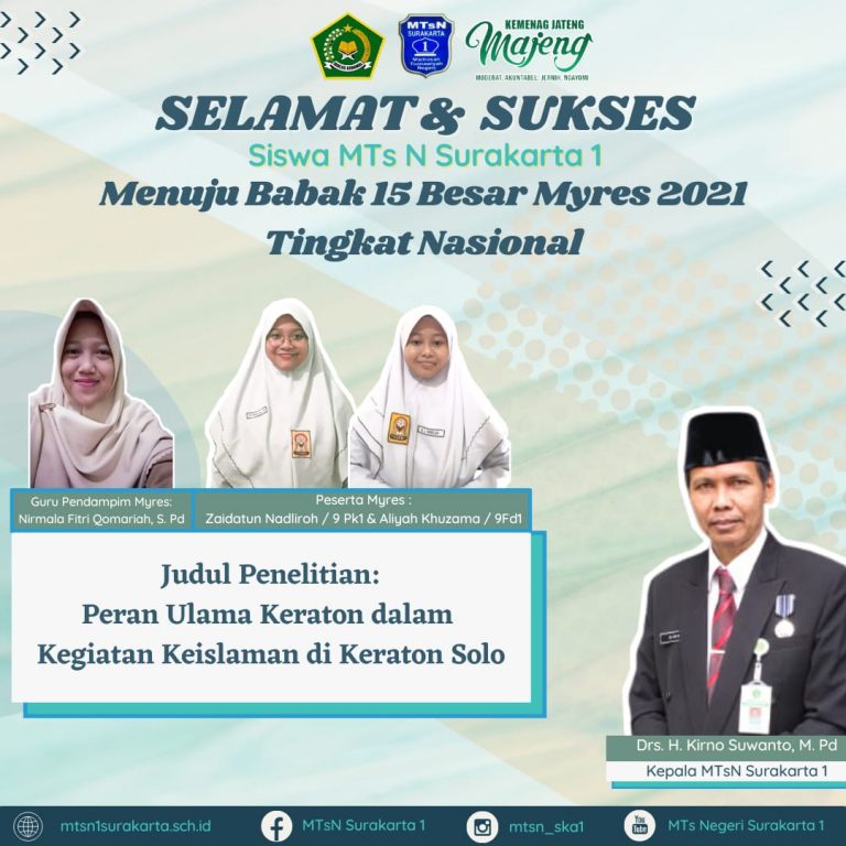 Proposal MTsN Surakarta 1 Masuk 15 Besar MYRES 2021