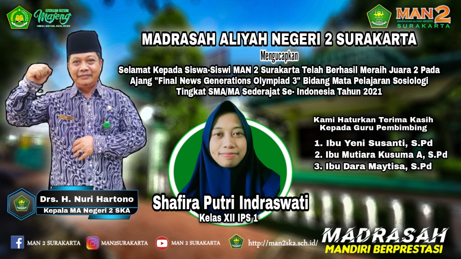 Siswa MAN 2 Raih Prestasi Di News Generation Olympiad 3 Bidang Sosiologi