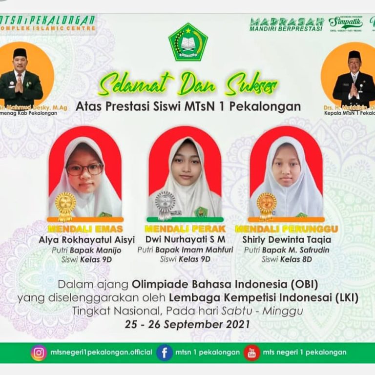 Siswa MTs Negeri 1 Pekalongan Torehkan Prestasi pada Kompetisi OBI 2021