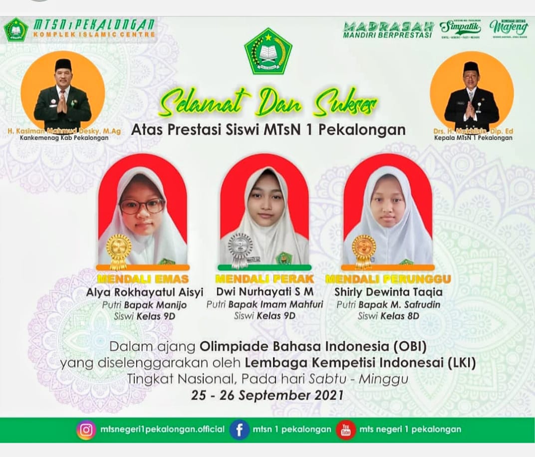 Siswa MTs Negeri 1 Pekalongan Torehkan Prestasi pada Kompetisi OBI 2021