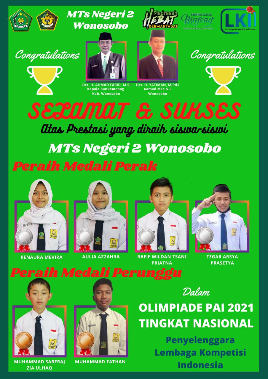 Perolehan Medali Bukti Prestasi Siswa MTsN 2 di Penghujung 2021