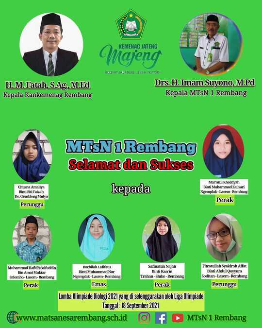 MTsN 1 Rembang Kembali Dulang Belasan Prestasi
