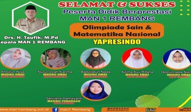 Enam Medali Emas Tambah Koleksi Prestasi MAN 1 Rembang