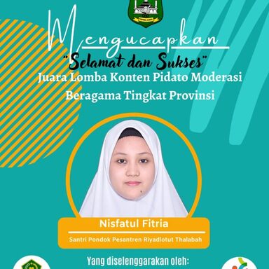 Ponpes Riyadl Boyong Juara Kompetisi Pidato Moderasi Beragama