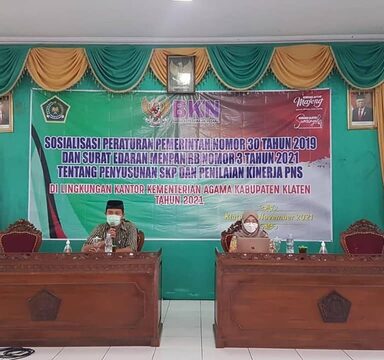 Kemenag Klaten Gelar Sosialisasi PP No 30 Tahun 2019 dan SE Menpan RB No 3 Tahun 2021