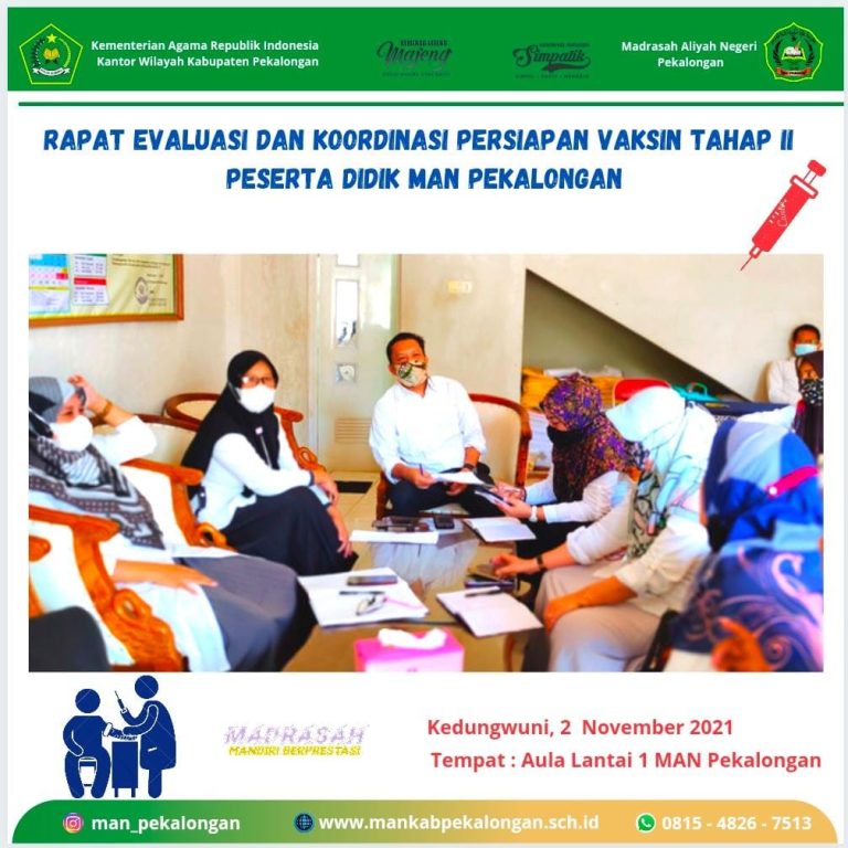 Vaksinasi Menuju Tahapan Madrasah Sehat.