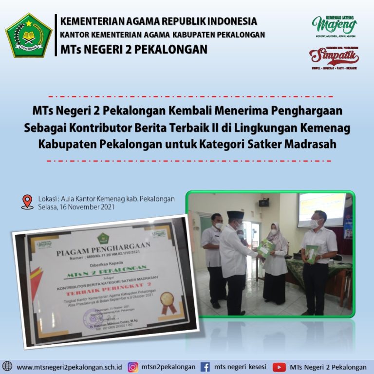 MTs Negeri 2 Pekalongan Jawara II Kontributor Berita Terbaik II