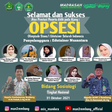 MAN 2 Rembang Sabet 2 Emas pada Lomba Opsesi