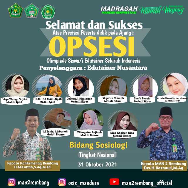 MAN 2 Rembang Sabet 2 Emas pada Lomba Opsesi