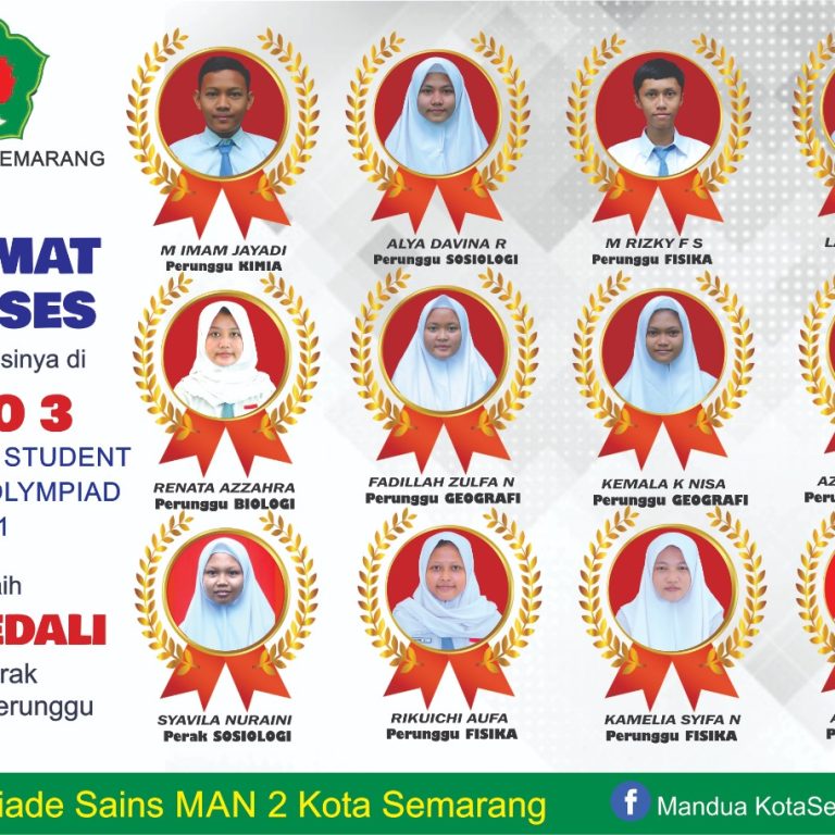 MAN 2 Kota Semarang Raih 12 Medali di Olimpiade Sains Nasional 2021