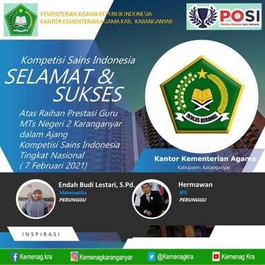 2 Guru MTsN 2 Karanganyar Meraih Medali Perunggu Dalam Ajang KSI