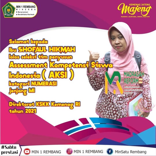 Shofaul Hikmah, Guru MIN 1 Rembang yang Lolos Tim Penyusun AKSI