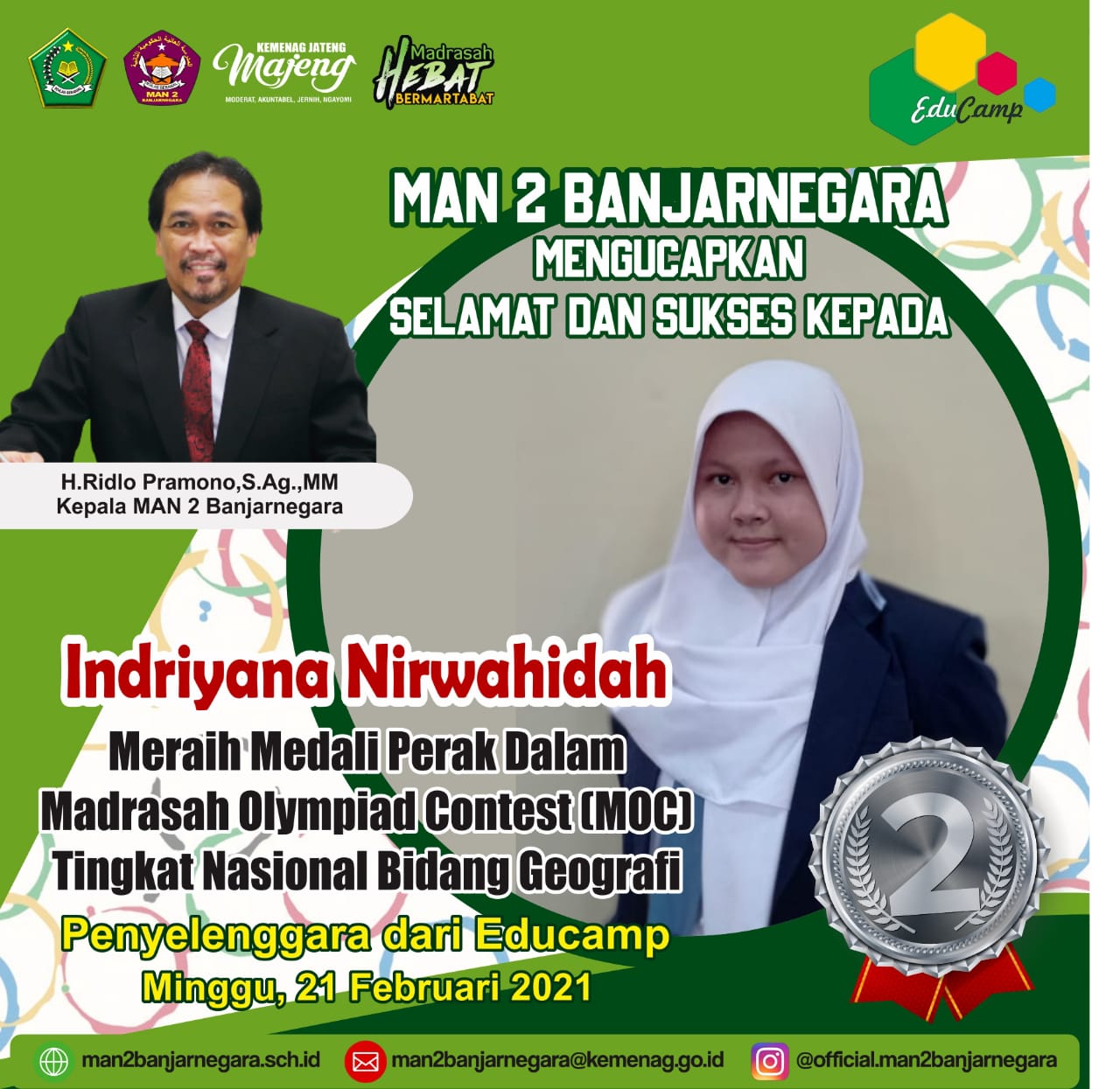 MAN 2 Banjarnegara Menambah Koleksi Medali Olimpiade MOC