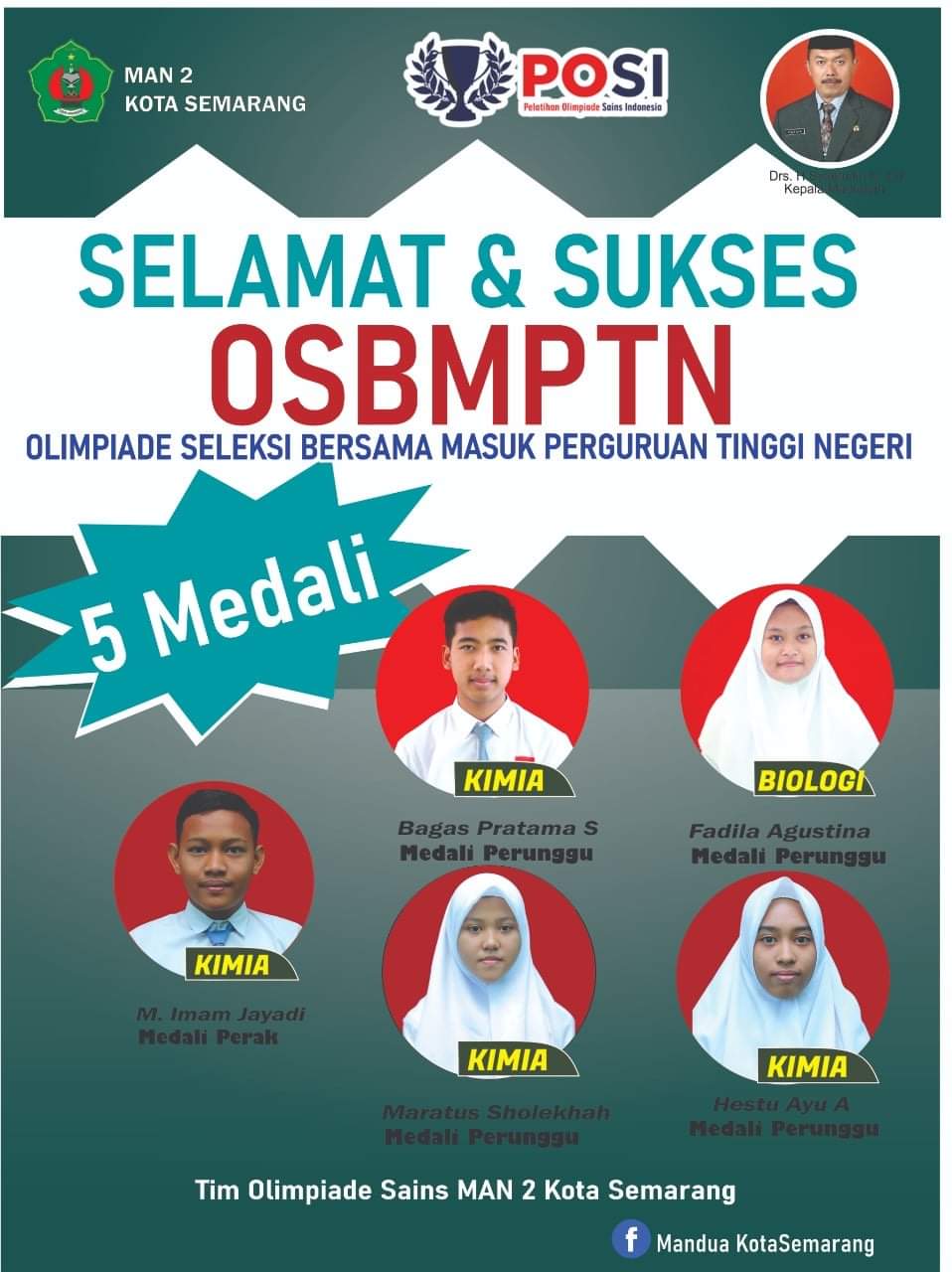 Lima Siswa MAN 2 Kota Semarang Raih Juara Olimpiade Sains Nasional 2021