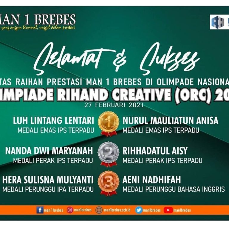 MAN 1 Brebes Kembali Raih Prestasi di Ajang Olimpiade Rihand Creative (ORC) II