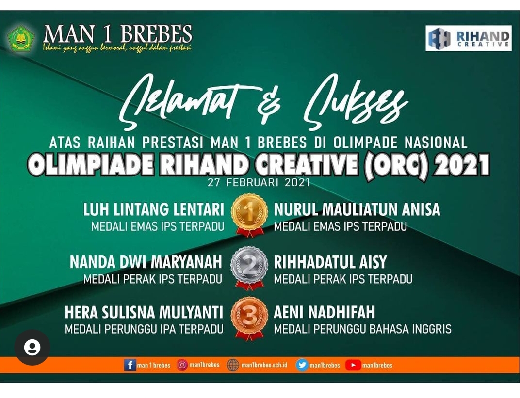 MAN 1 Brebes Kembali Raih Prestasi di Ajang Olimpiade Rihand Creative (ORC) II