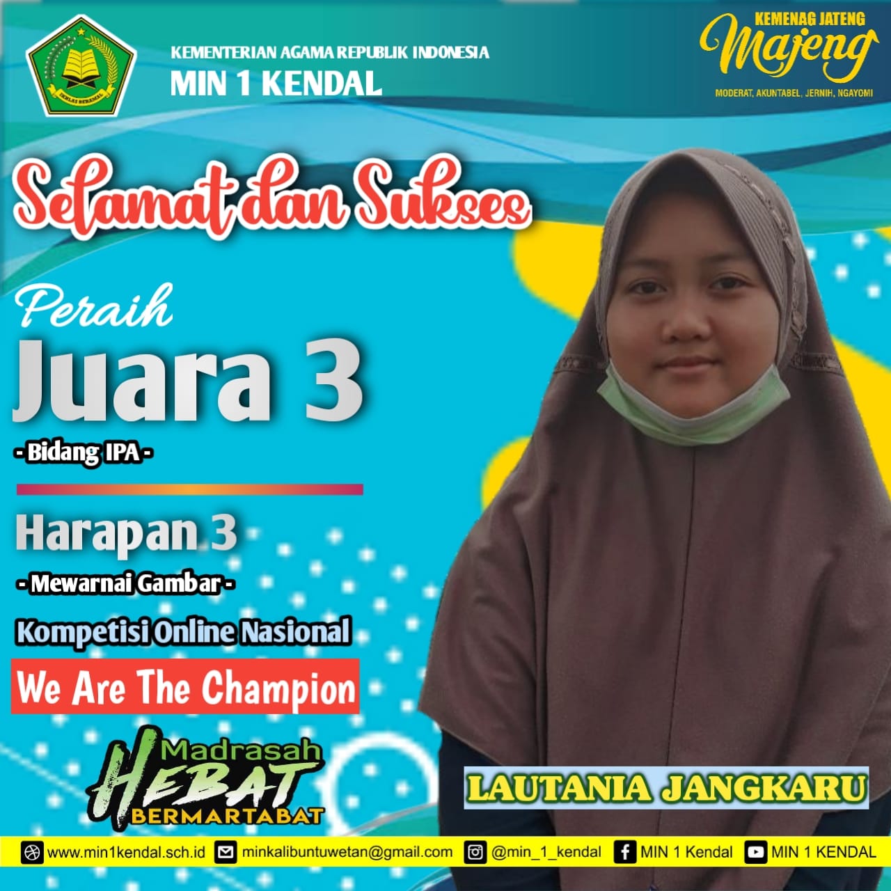 Lautania Jangkaru, Siswa MIN 1 Kendal Ukir Prestasi dalam Kompetisi Online Nasional The Champion