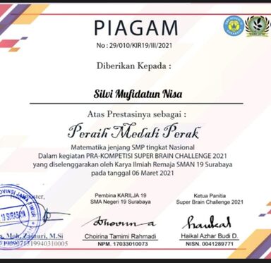 Dua siswa MTsN 1 Rembang sabet dua medali lomba SMAN 19 Surabaya
