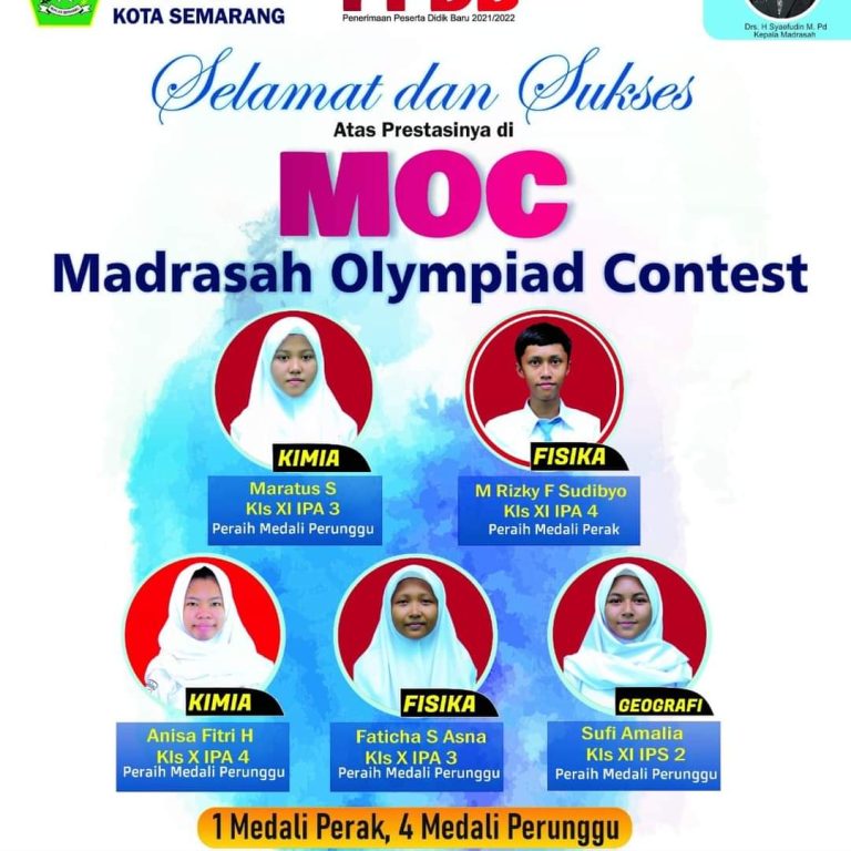 Lima Siswa MAN 2 Kota Semarang Raih Lima Medali Olimpiade MOC 2021