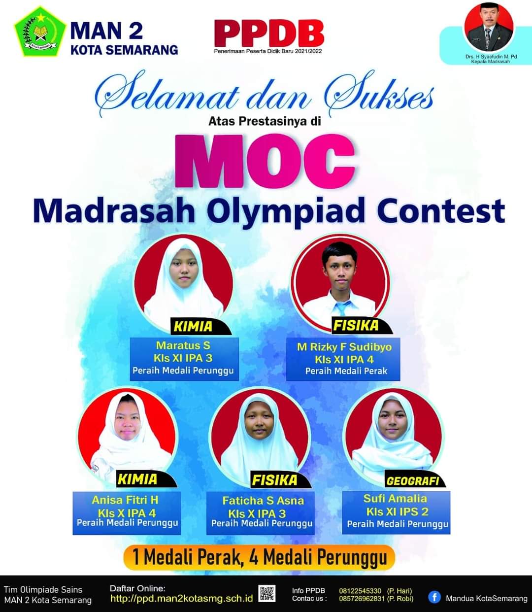 Lima Siswa MAN 2 Kota Semarang Raih Lima Medali Olimpiade MOC 2021