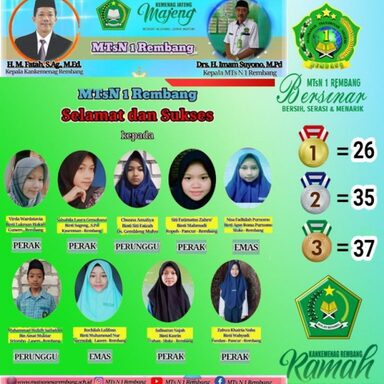 November, MTsN 1 Rembang Himpun 98 Medali