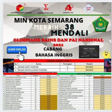 38 Medali cabang Bahasa Inggris Diborong  MIN Kota Semarang