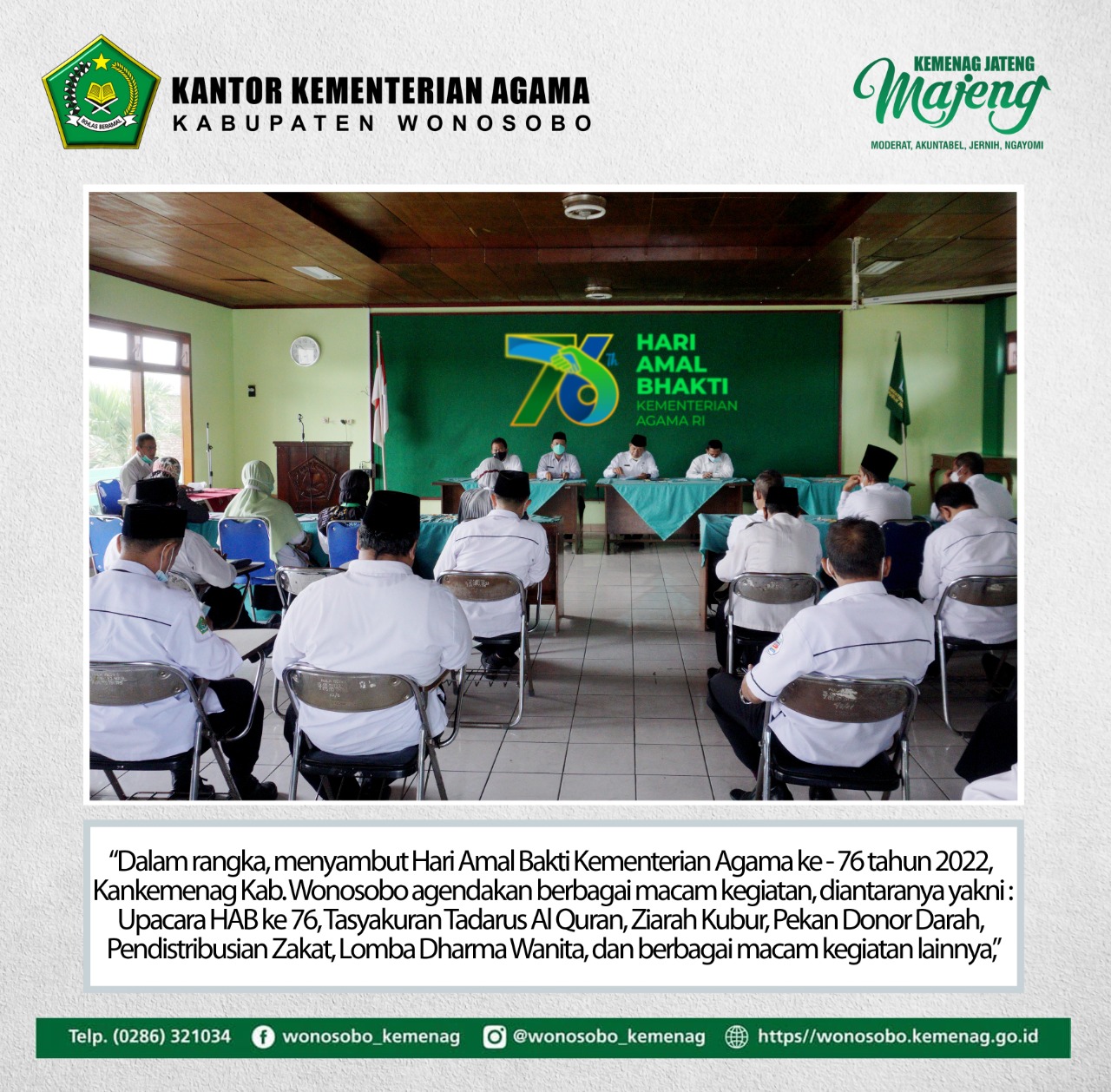 Matangkan Konsep Peringatan HAB Kemenag Ke 76, Kankemenag Wonosobo Gelar Rapat Pleno