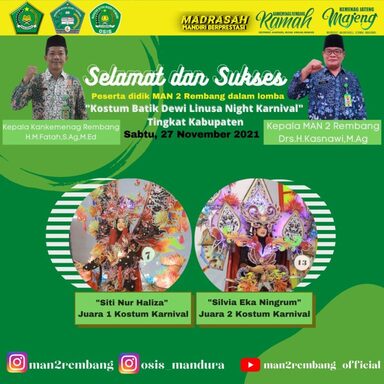MAN 2 Rembang Sabet Juara 1 Kostum Batik Karnival