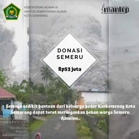 Kemenag Kota Semarang Donasikan Rp53 juta untuk Warga Terdampak Semeru