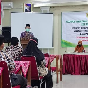 Sambutan Ka. Kankemenag Wonogiri, H. Anif Solikhin dalam kegiatan pelatihan media pembelajaran berbasis Android bagi  GPAI Kabupaten Wonogiri Tahun 2022
