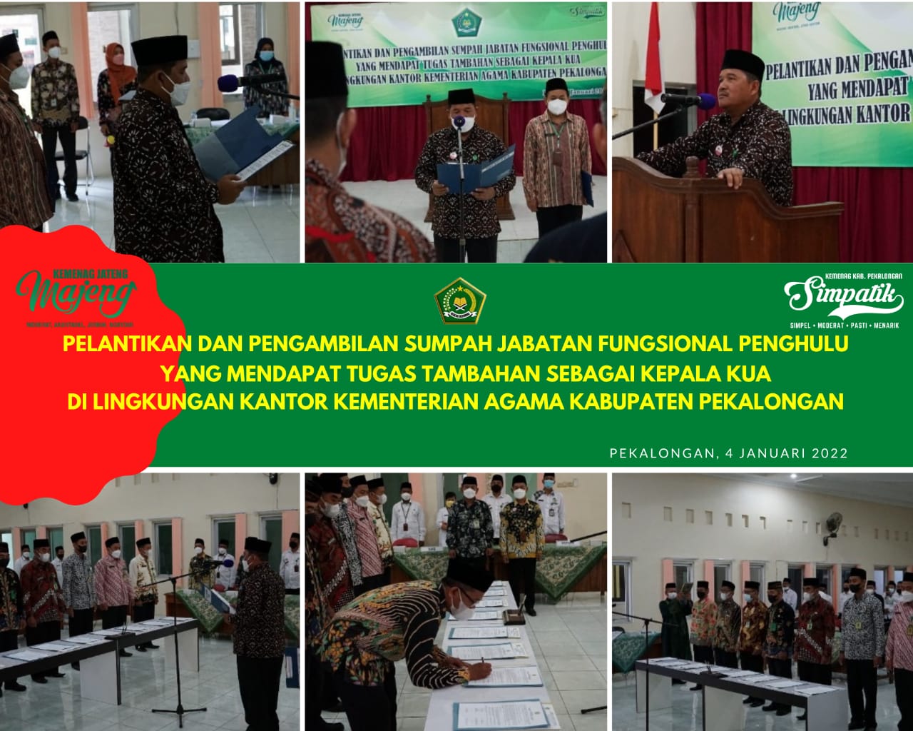 Pelantikan Dan Pengambilan Sumpah Janji Jabatan Fungsional Penghulu